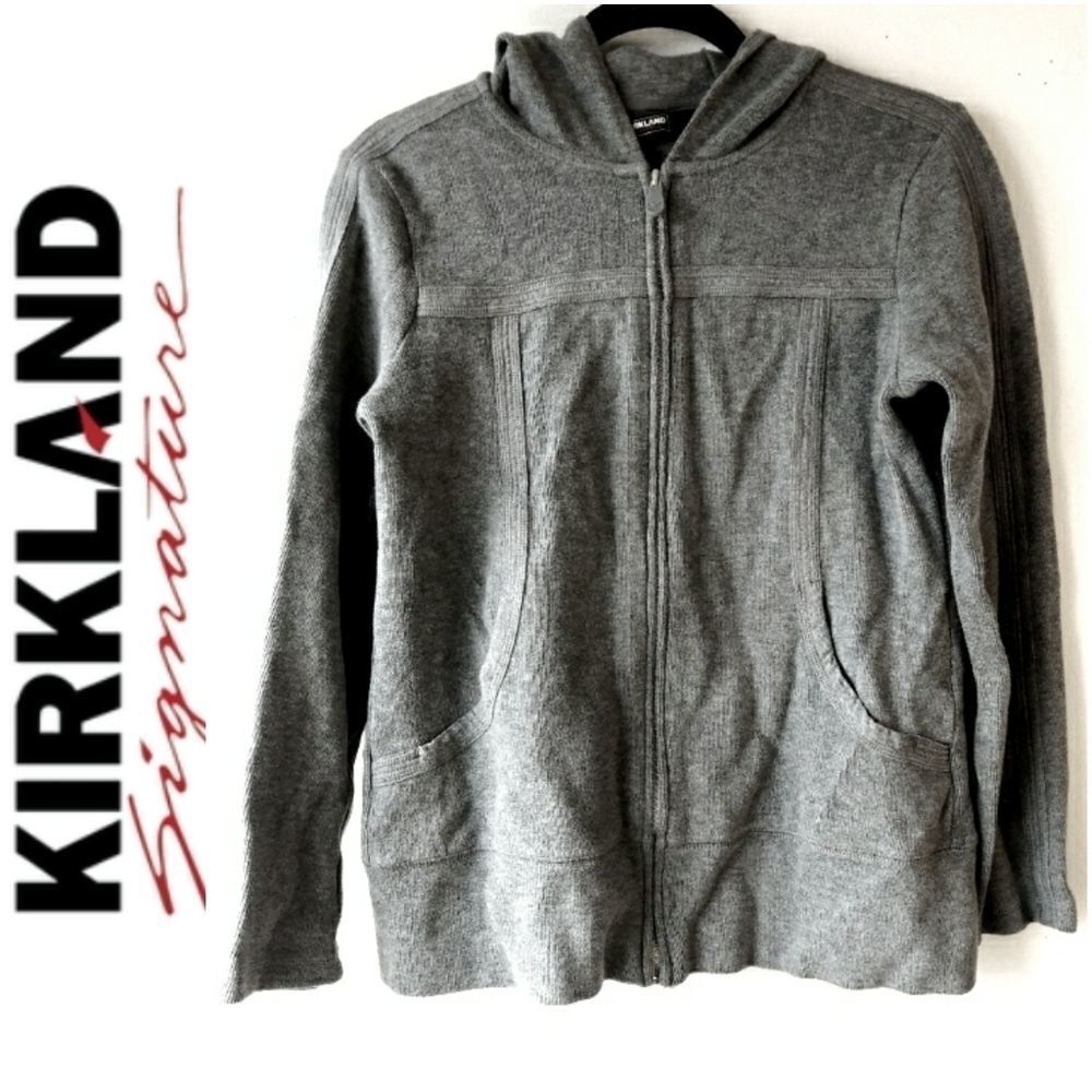 KIRKLAND SIGNATURE ZIP HOODIE SWEATER - GRAY